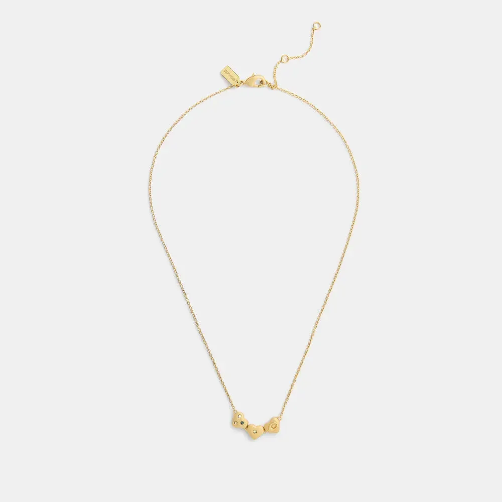 NWT Coach Gold Triple Heart Cluster Pendant Necklace - Picture 4 of 4